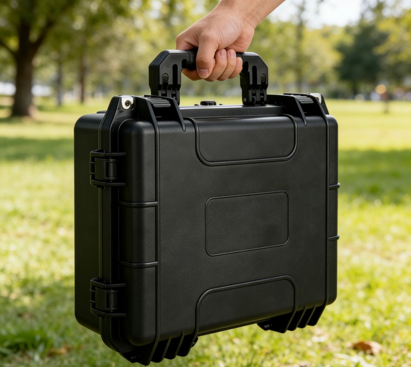 Caixa rígida portátil ergonômica