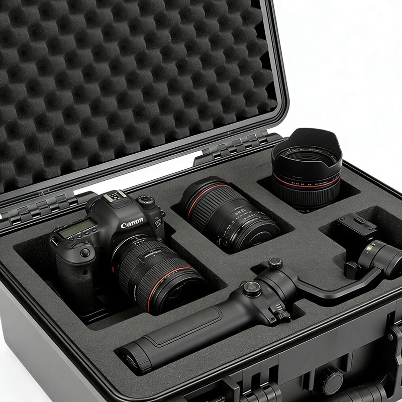 Caixa de equipamentos de plástico com espuma