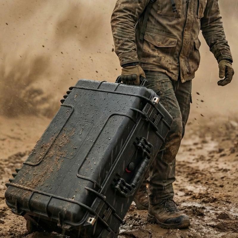 Caixa rígida externa resistente ao vento para areia e poeira